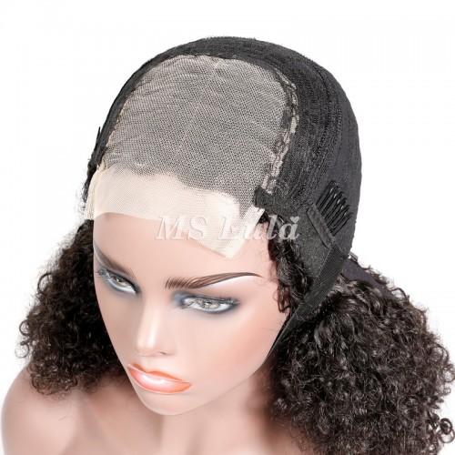 Double Drawn Pissy Curly 4x4 Closure Wig Made By Bundles With Closure | Human Hair Wig | Lace Front